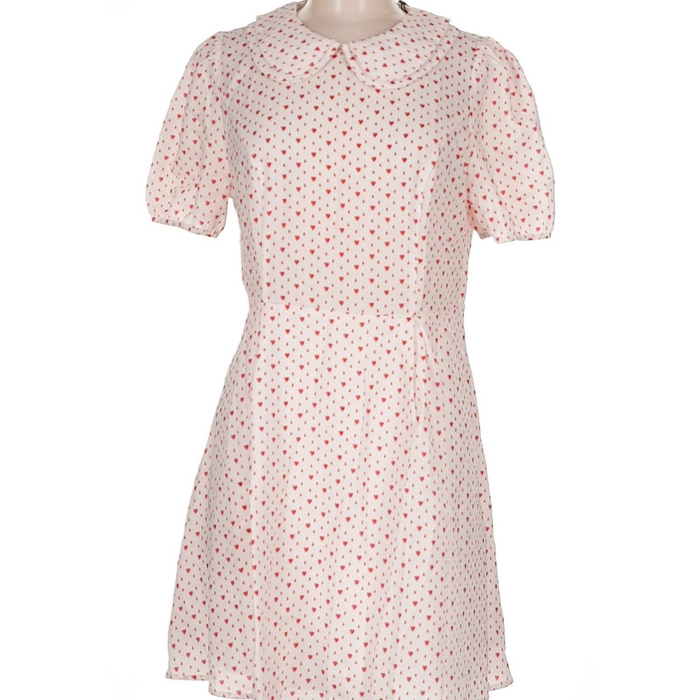 Allegra K Pink Heart Print Mini Dress